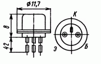 Цоколевка и размеры транзистора ГТ402В