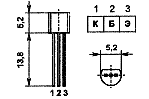 Цоколевка и размеры транзистора КТ208А1