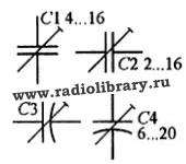 Условное обозначение подстроечных конденсаторов