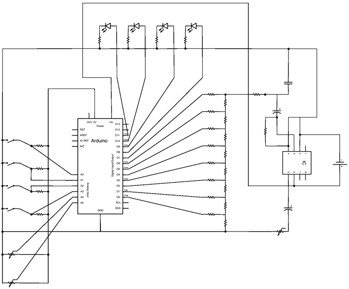Схема подключения генератора сигналов на Arduino