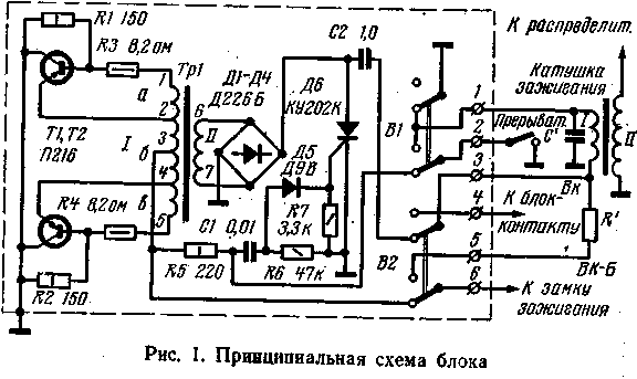 Схема блока электронного зажигания на тиристоре