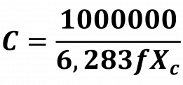 C = 1000000/(2πfXc)