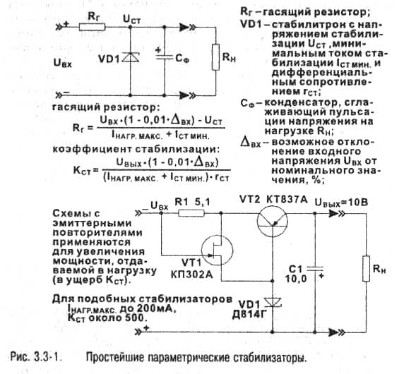 Простейшие (т.н. параметрические) стабилизаторы