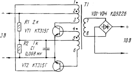 Принципиальная схема преобразователя 3V/10V