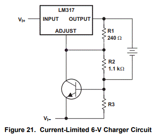 Зарядное устройство на LM317 с транзисторным датчиком тока
