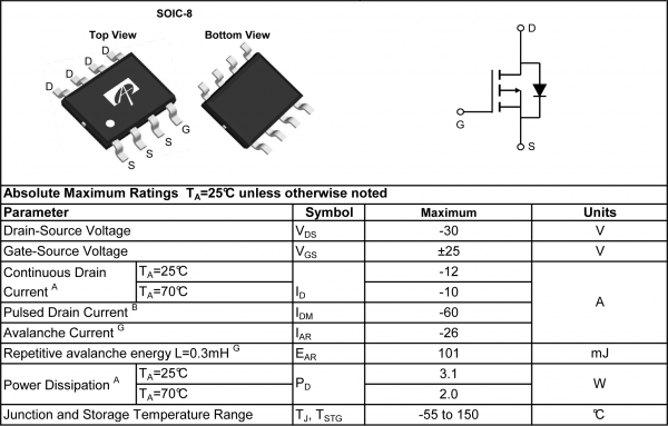 P-канальный MOSFET типа AO4407A