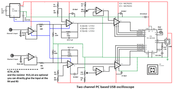 Принципиальная схема двухканального USB осциллографа