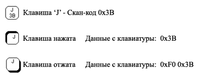 Скан-код клавиши J