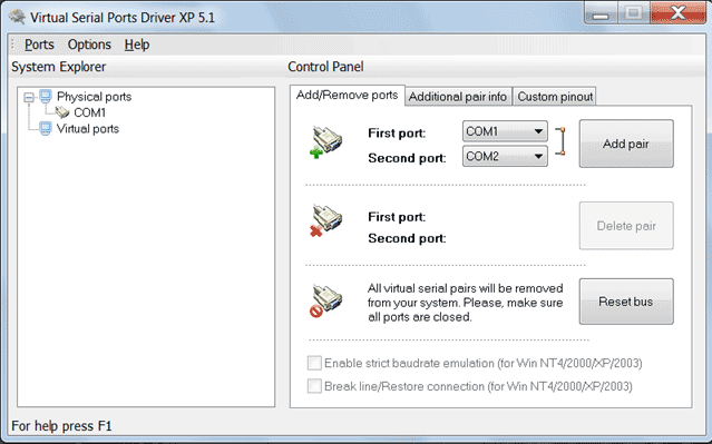 Virtual Serial Ports Driver