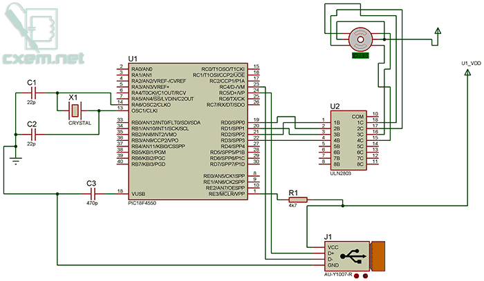 Проект USB драйвера в Proteus