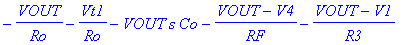 -VOUT/Ro-Vt1/Ro-VOUT*s*Co-(VOUT-V4)/RF-(VOUT-V1)/R3
