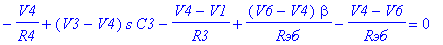 -V4/R4 (V3-V4)*s*C3-(V4-V1)/R3 (V6-V4)*beta/`Rэб`-(V4-V6)/`Rэб` = 0