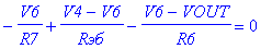 -V6/R7 (V4-V6)/`Rэб`-(V6-VOUT)/R6 = 0