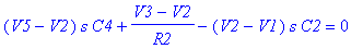 (V5-V2)*s*C4 (V3-V2)/R2-(V2-V1)*s*C2 = 0
