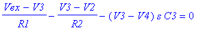 (`Vвх`-V3)/R1-(V3-V2)/R2-(V3-V4)*s*C3 = 0
