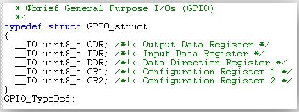 описание структуры для GPIO
