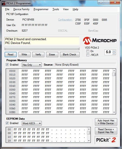 Программа PICkit 2 Programmer