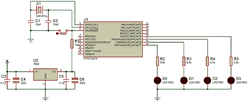Схема отладочной платы на ATTINY2313