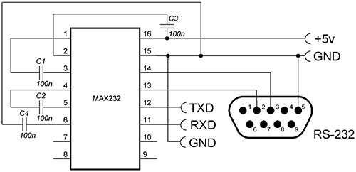 Конвертер UART уровней на MAX232