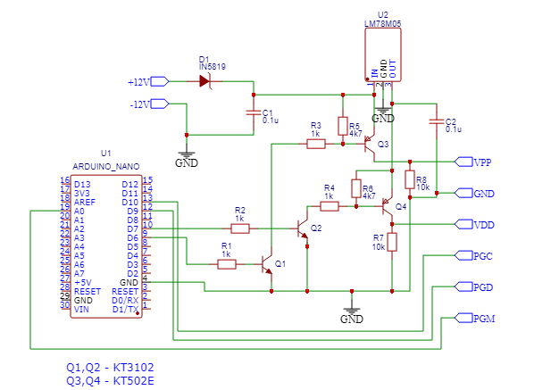 Схема USB программатора PIC из Arduino