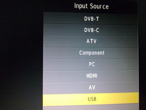 Выбор USB в источнике сигнала