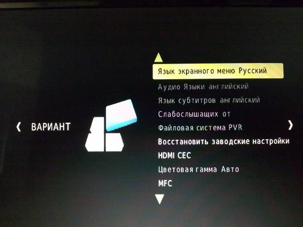 Раздел языковых настроек RUS