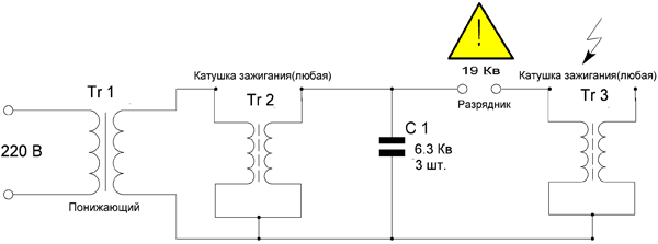 Схема трансформатора Тесла