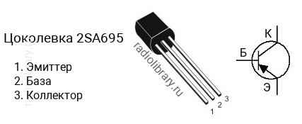 Цоколевка транзистора 2SA695 (маркируется как A695)