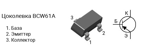 Цоколевка транзистора BCW61A
